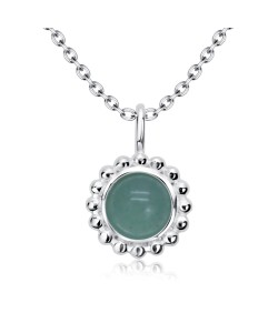 Green Quartz Natural Round Stone Silver Necklace SPE-5146